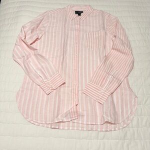 JCrew Women’s Pink Stripe Button-Down Shirt
